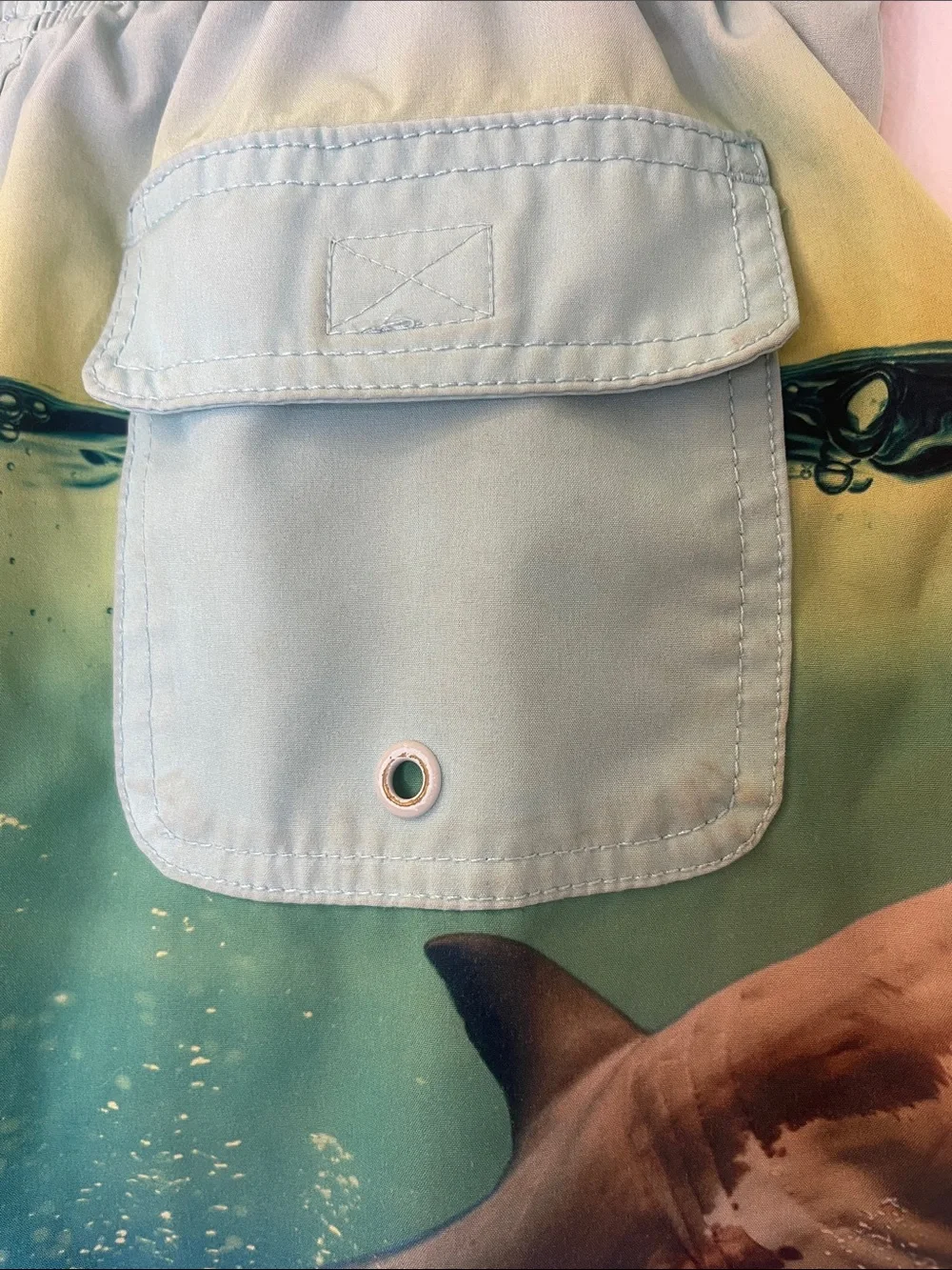 wonder nation Blue & Green Ocean Scene Swim Trunks Size L 10-12